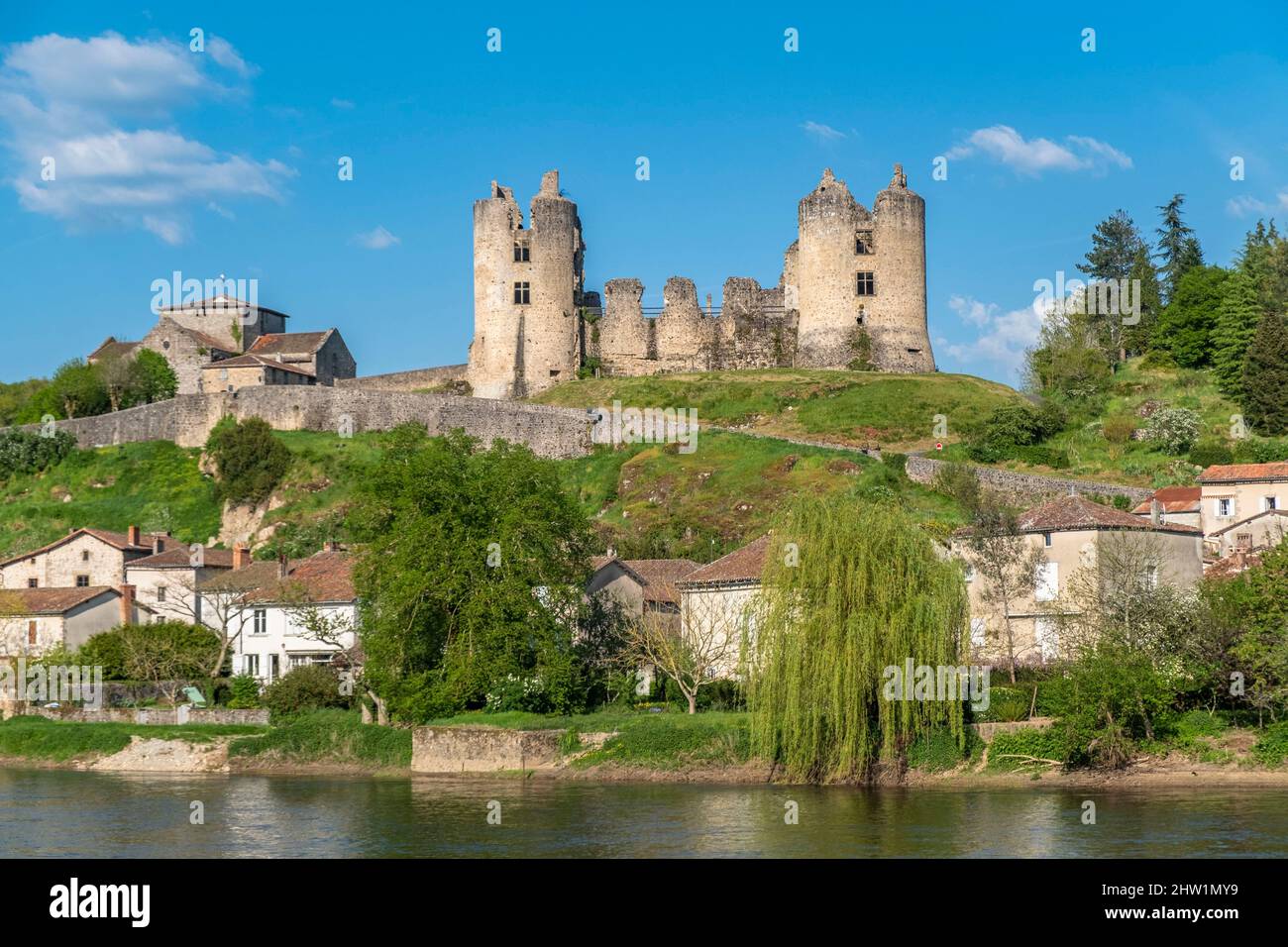 France, Charente, Saint Germain de Confolens dominated by the castle of