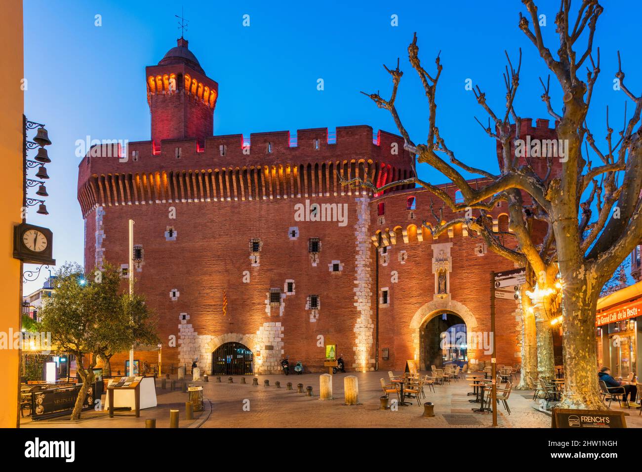 The Castillet is an ancient fortification and city gate located in Perpignan, Pyrénées-Orientales, France Stock Photo