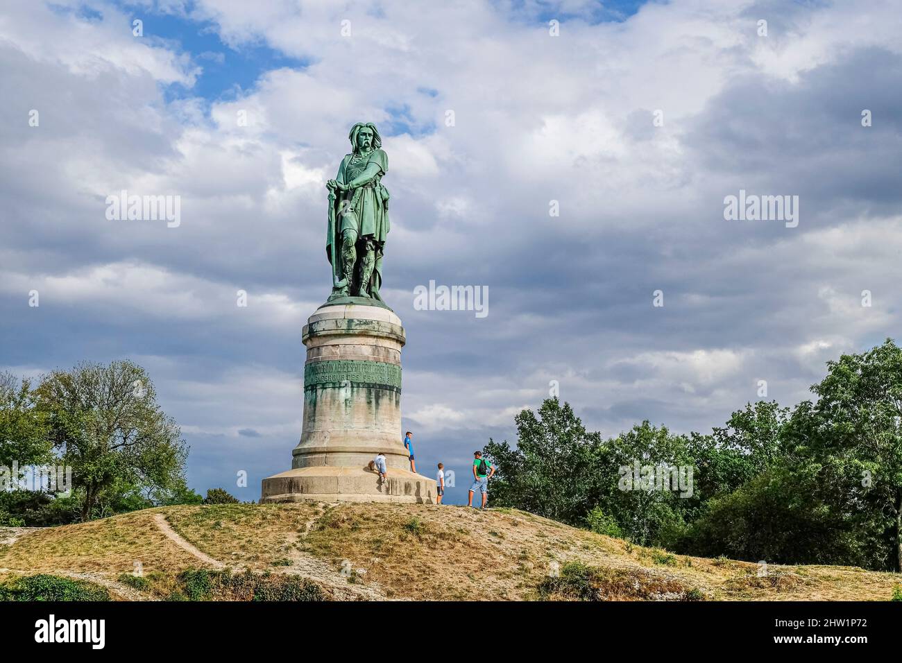 France, Cote d'Or, Alise Saint Reine, monumental statue of Vercingetorix at the top of the mount Auxoir by the sculptor Aime Millet Stock Photo