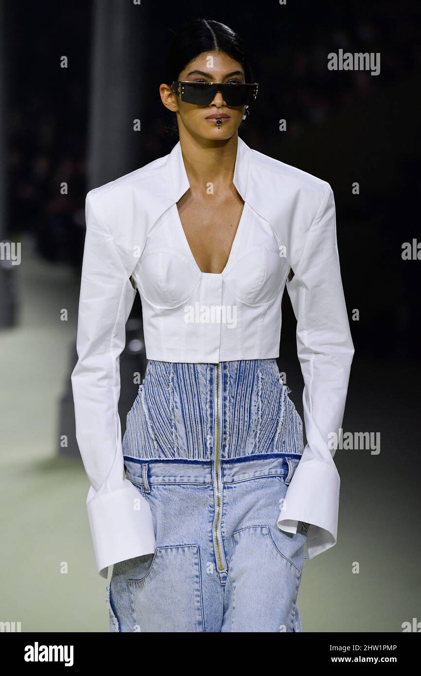 Paris, France. 02nd Mar, 2022. A model walks on the runway at the Balmain  fashion show during Fall/Winter 2022 Collections Fashion Show at Paris  Fashion Week in Paris, France on March 2,