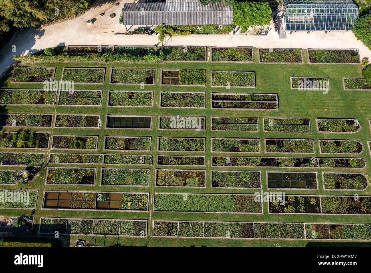 France, Lot et Garonne, Latour Marliac garden (aerial view) Stock Photo