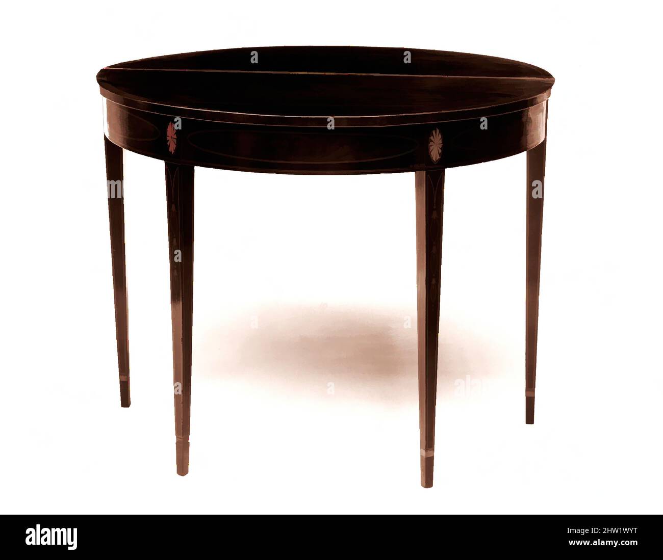 Art inspired by Card Table, 1790–1805, Made in New York, New York, United States, American, Mahogany, maple, satinwood, white pine, 36 x 57 in. (91.4 x 144.8 cm), Furniture, Classic works modernized by Artotop with a splash of modernity. Shapes, color and value, eye-catching visual impact on art. Emotions through freedom of artworks in a contemporary way. A timeless message pursuing a wildly creative new direction. Artists turning to the digital medium and creating the Artotop NFT Stock Photo