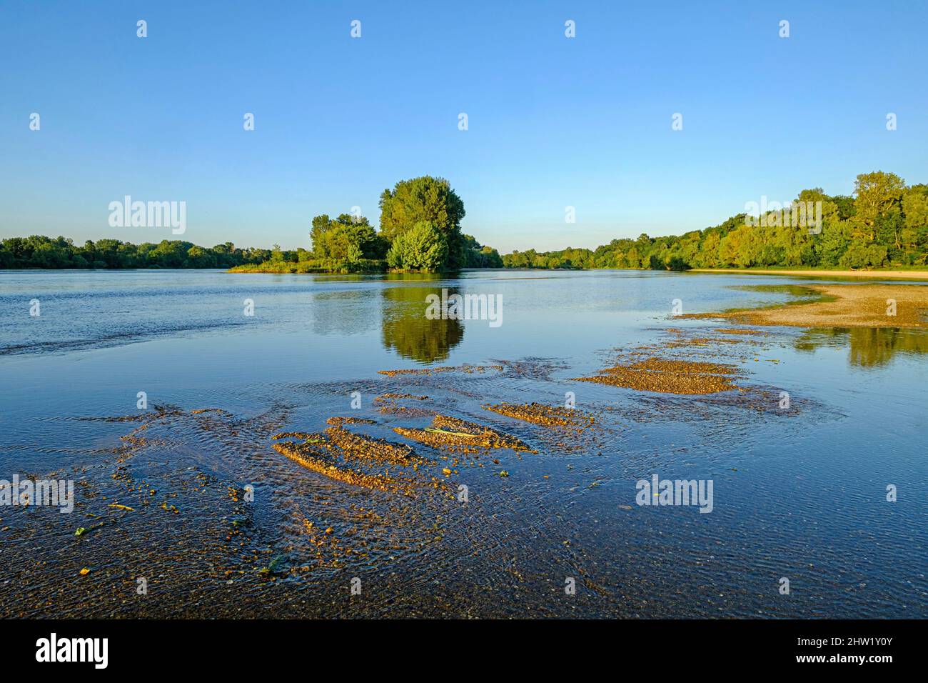 France, Indre et Loire, Loire Valley listed as a World Heritage site of UNESCO, the Loire river Stock Photo