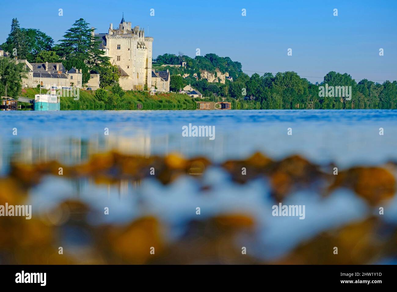 France, Maine et Loire, Loire Valley,on the World Heritage list of UNESCO, Montsoreau, castle dated 15 th century along the Loire river Stock Photo