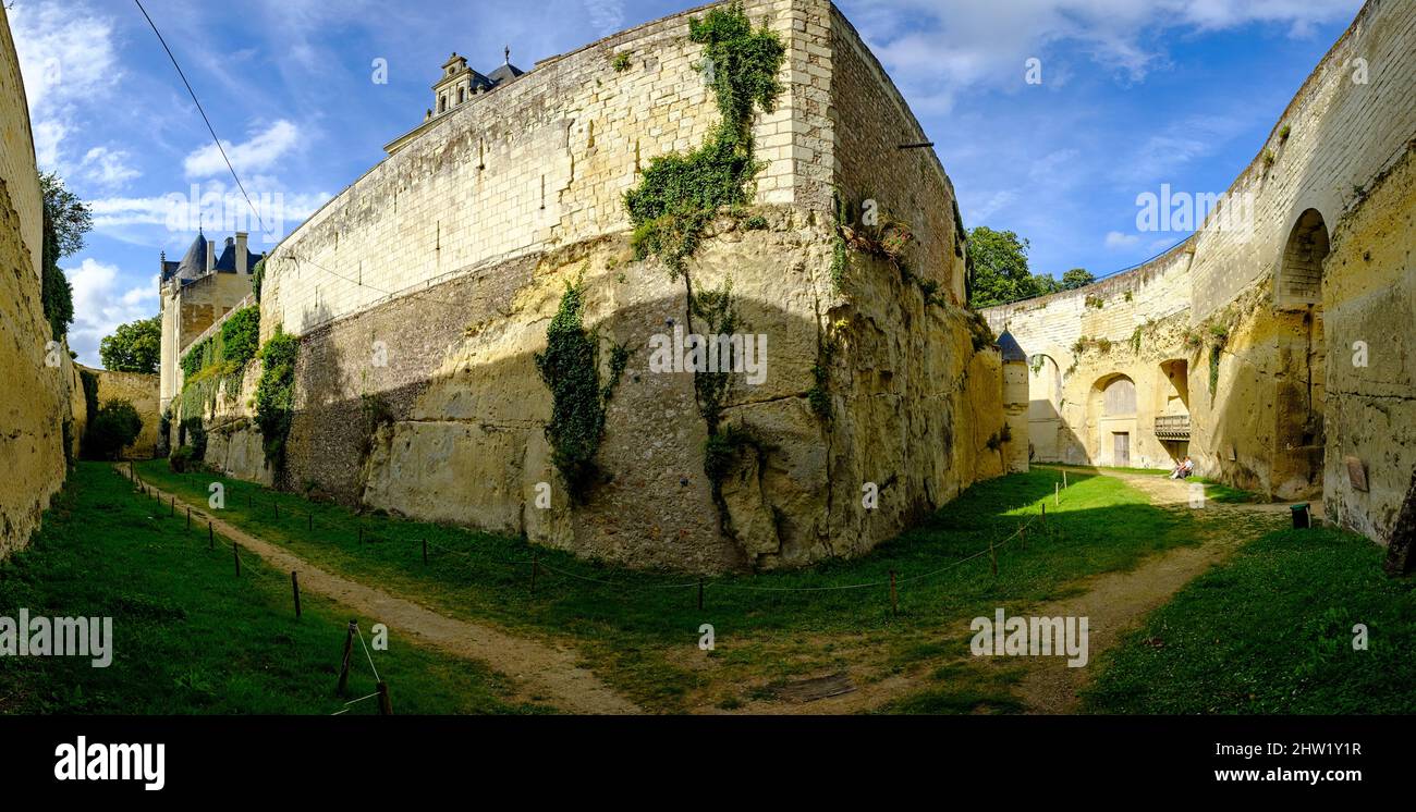 France, Maine et Loire, Anjou, Breze, castle of Breze, dated 16 th century, troglodyte castle parts Stock Photo