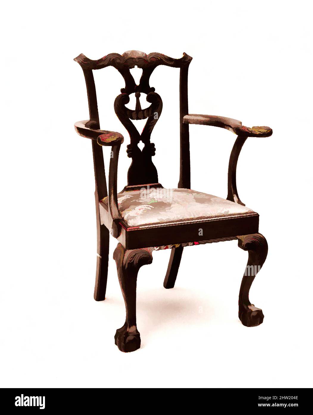 Art inspired by Armchair, 1755–75, Made in New York, United States, American, Mahogany, tulip poplar, sweet gum, white pine, 39 1/8 x 20 7/8 x 22 in. (99.4 x 53 x 55.9 cm), Furniture, Classic works modernized by Artotop with a splash of modernity. Shapes, color and value, eye-catching visual impact on art. Emotions through freedom of artworks in a contemporary way. A timeless message pursuing a wildly creative new direction. Artists turning to the digital medium and creating the Artotop NFT Stock Photo