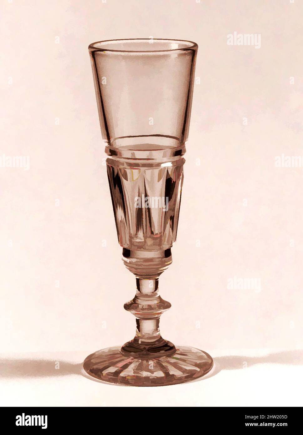 Art inspired by Champagne Glass, 1830–40, Made in United States, American, Blown lead glass, H. 6 3/4 in. (17.1 cm); Diam. 2 5/8 in. (6.7 cm), Glass, Classic works modernized by Artotop with a splash of modernity. Shapes, color and value, eye-catching visual impact on art. Emotions through freedom of artworks in a contemporary way. A timeless message pursuing a wildly creative new direction. Artists turning to the digital medium and creating the Artotop NFT Stock Photo