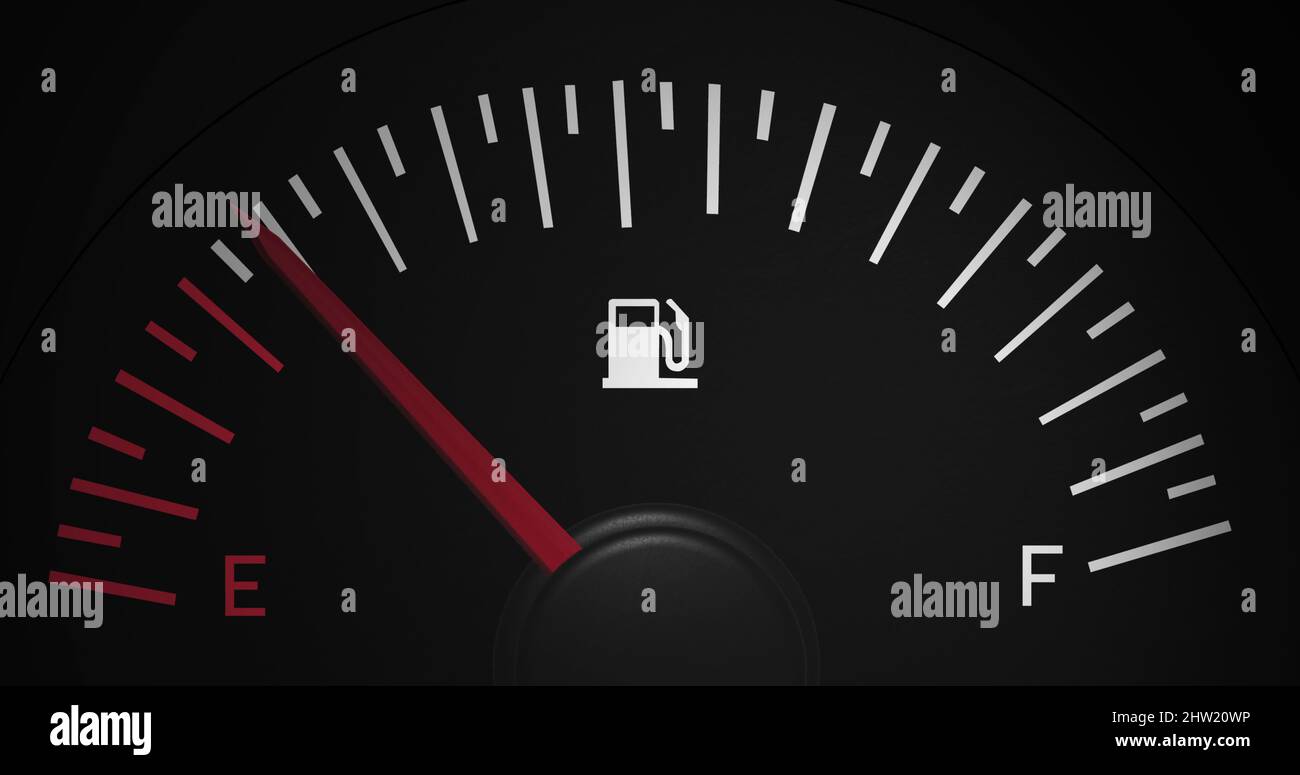 Image of fuel gauge moving over black background Stock Photo Alamy