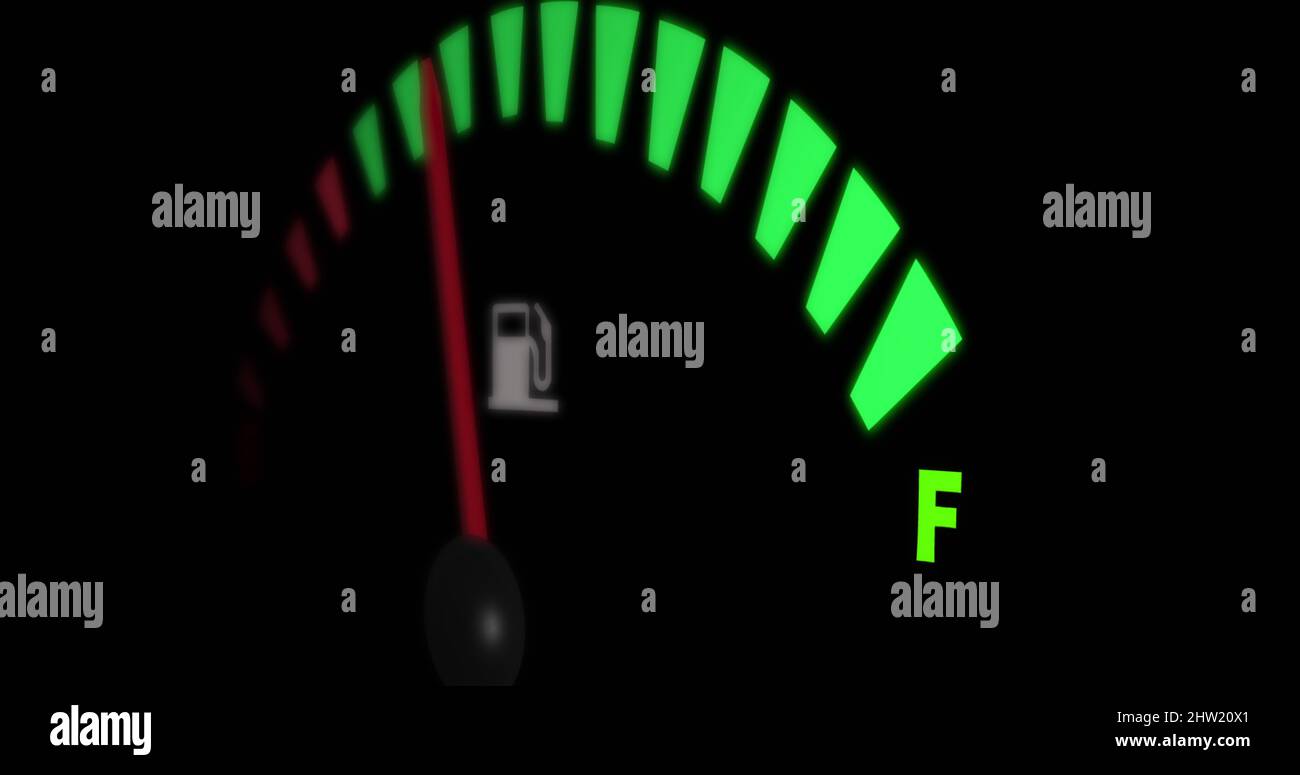 Image of fuel gauge moving over black background Stock Photo Alamy