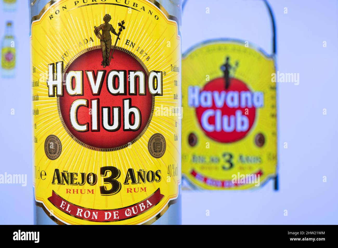 Bottle and label of Havana Club rum Stock Photo - Alamy