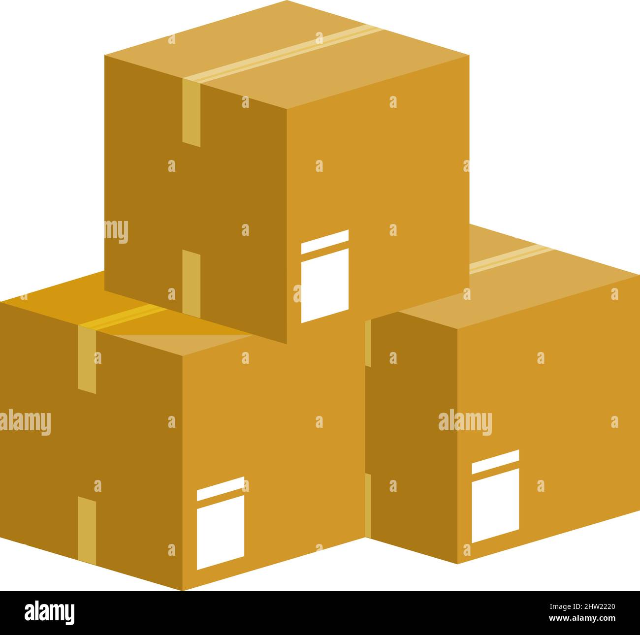 Cardboard boxes stack. Pile of paper packages. Storage symbol Stock Vector