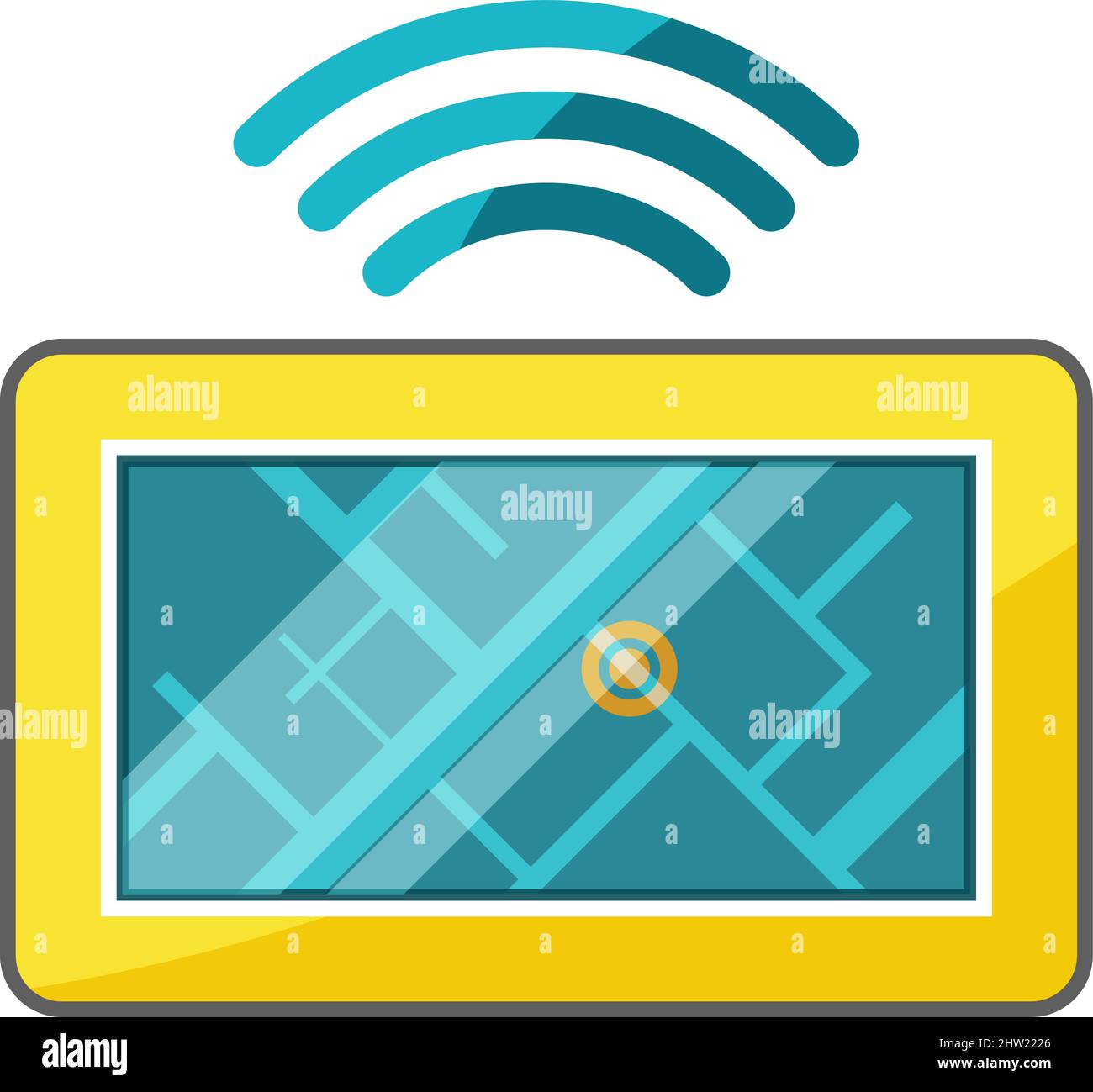 Map location on tablet screen. Gps navigation app Stock Vector Image