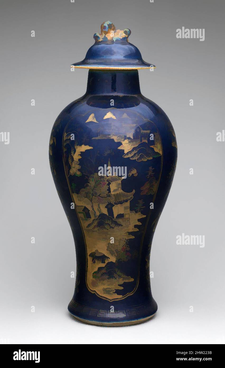 Art inspired by Covered Vase, 1770–95, Made in China, Chinese, Porcelain, H. 11 7/8 in. (30.2 cm), Ceramics, Classic works modernized by Artotop with a splash of modernity. Shapes, color and value, eye-catching visual impact on art. Emotions through freedom of artworks in a contemporary way. A timeless message pursuing a wildly creative new direction. Artists turning to the digital medium and creating the Artotop NFT Stock Photo