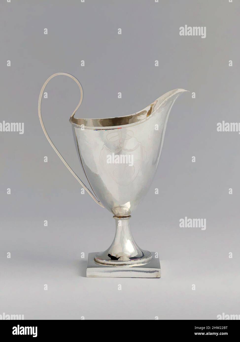 Art inspired by Creamer, ca. 1795, Made in Alexandria, Virginia, United States, American, Silver, Overall: 6 7/8 x 5 3/16 in. (17.5 x 13.2 cm); 6 oz. 18 dwt. (215 g), Silver, Possibly James Adam (1755–1798) or, Possibly John Adam (1775–1848, Classic works modernized by Artotop with a splash of modernity. Shapes, color and value, eye-catching visual impact on art. Emotions through freedom of artworks in a contemporary way. A timeless message pursuing a wildly creative new direction. Artists turning to the digital medium and creating the Artotop NFT Stock Photo