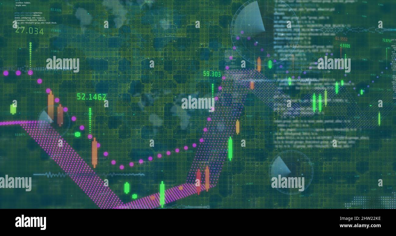 Image of data processing and world map over digital screen Stock Photo ...