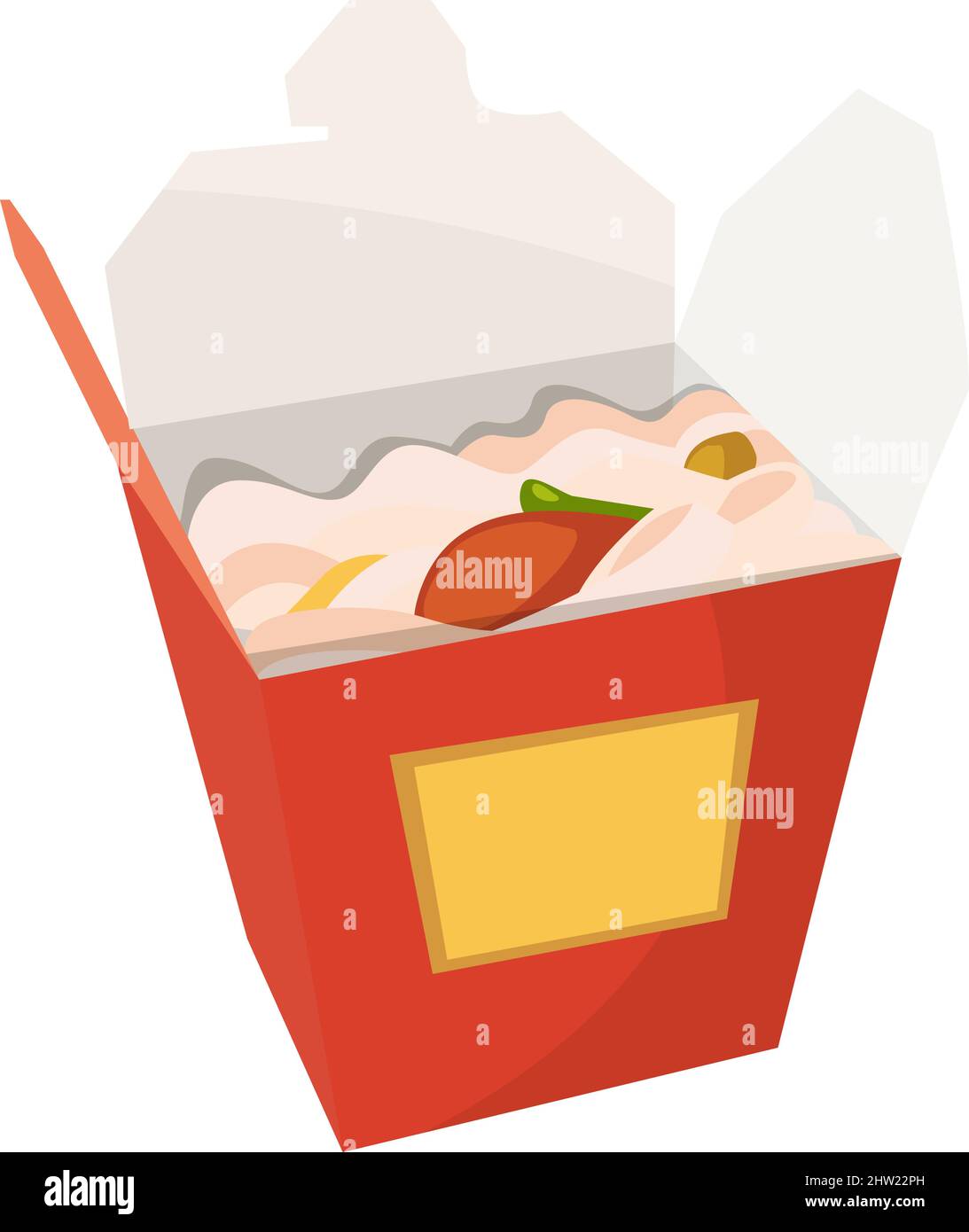 Asian fast food in red paper box. Cartoon icon Stock Vector Image & Art -  Alamy