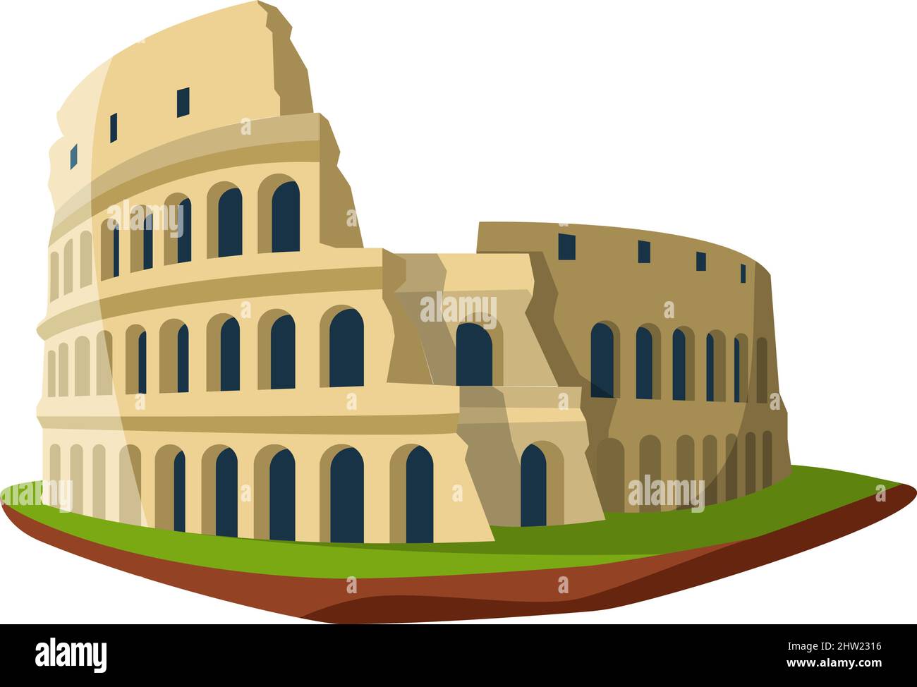 Ancient Rome landmark. Italian culture symbol. Colosseum icon Stock Vector