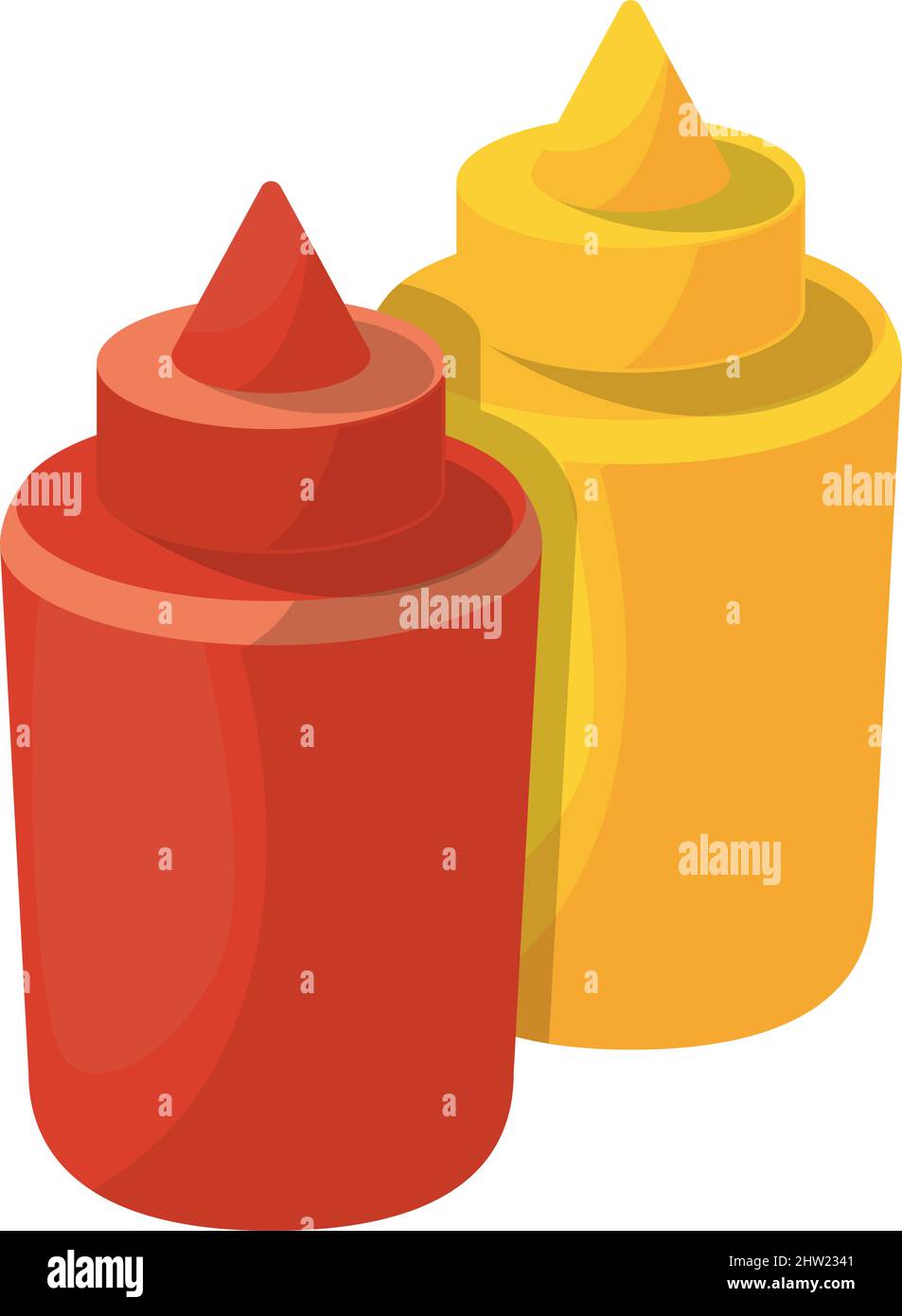 Ketchup and mustard in plastic bottles. Cartoon sauces Stock Vector