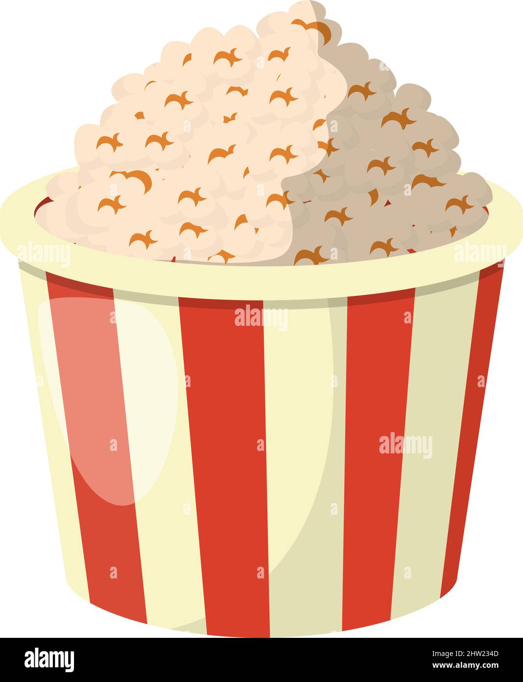 Popcorn bucket. Traditional movie snack. Fast food icon Stock Vector