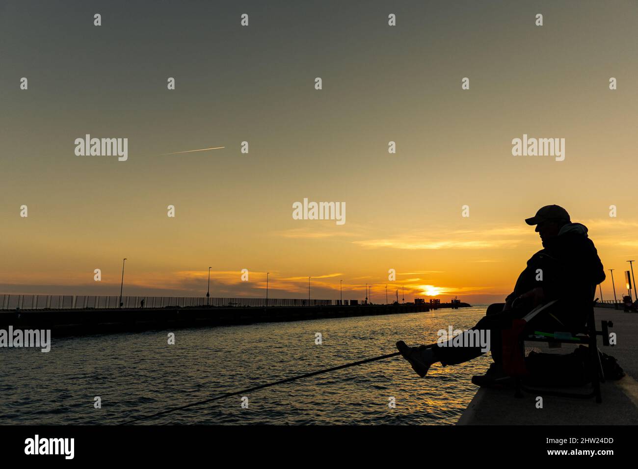 Fisherman, Harbour of Fiumicino, Fiumicino, Rome, Italia Stock Photo