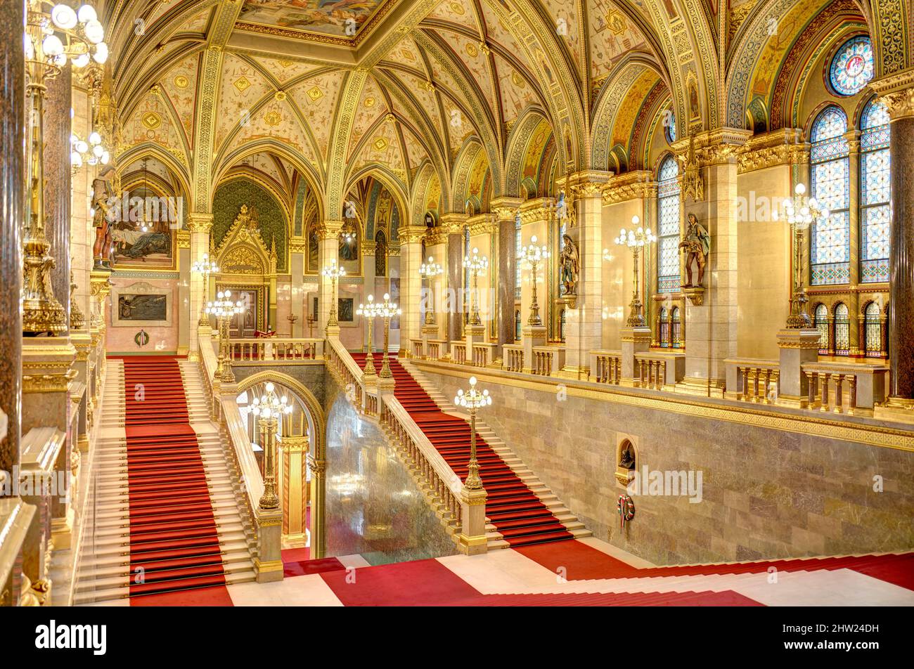 Parliament of Hungary interior, Budapest Stock Photo