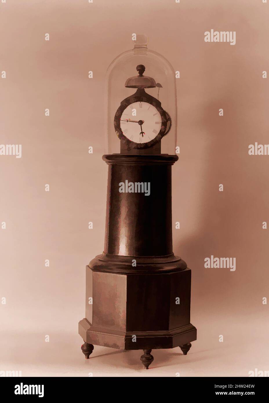 Art inspired by Lighthouse Clock, 1800–1848, Made in Roxbury, Massachusetts, United States, American, Mahogany, 28 1/4 x 10 x 10 in. (71.8 x 25.4 x 25.4 cm), Furniture, Simon Willard (1753–1848, Classic works modernized by Artotop with a splash of modernity. Shapes, color and value, eye-catching visual impact on art. Emotions through freedom of artworks in a contemporary way. A timeless message pursuing a wildly creative new direction. Artists turning to the digital medium and creating the Artotop NFT Stock Photo