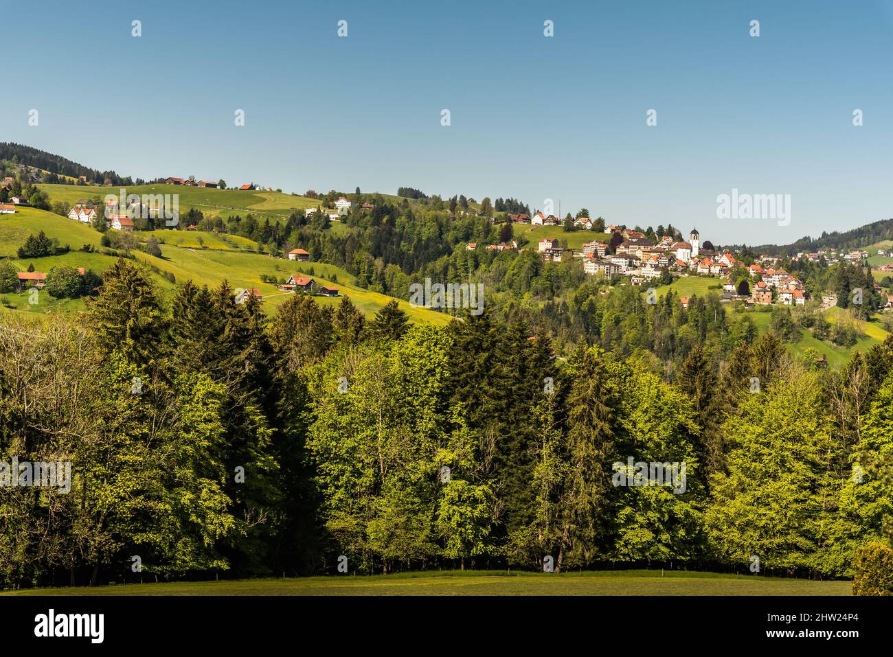 Village in Appenzellerland, Trogen, Canton Appenzell Ausserrhoden, Switzerland Stock Photo