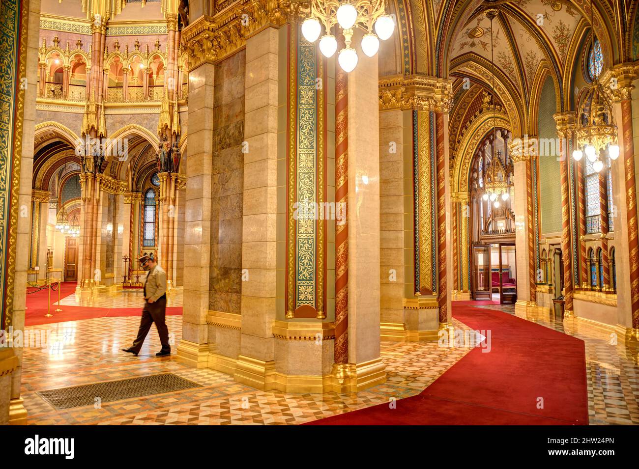 Parliament of Hungary interior, Budapest Stock Photo
