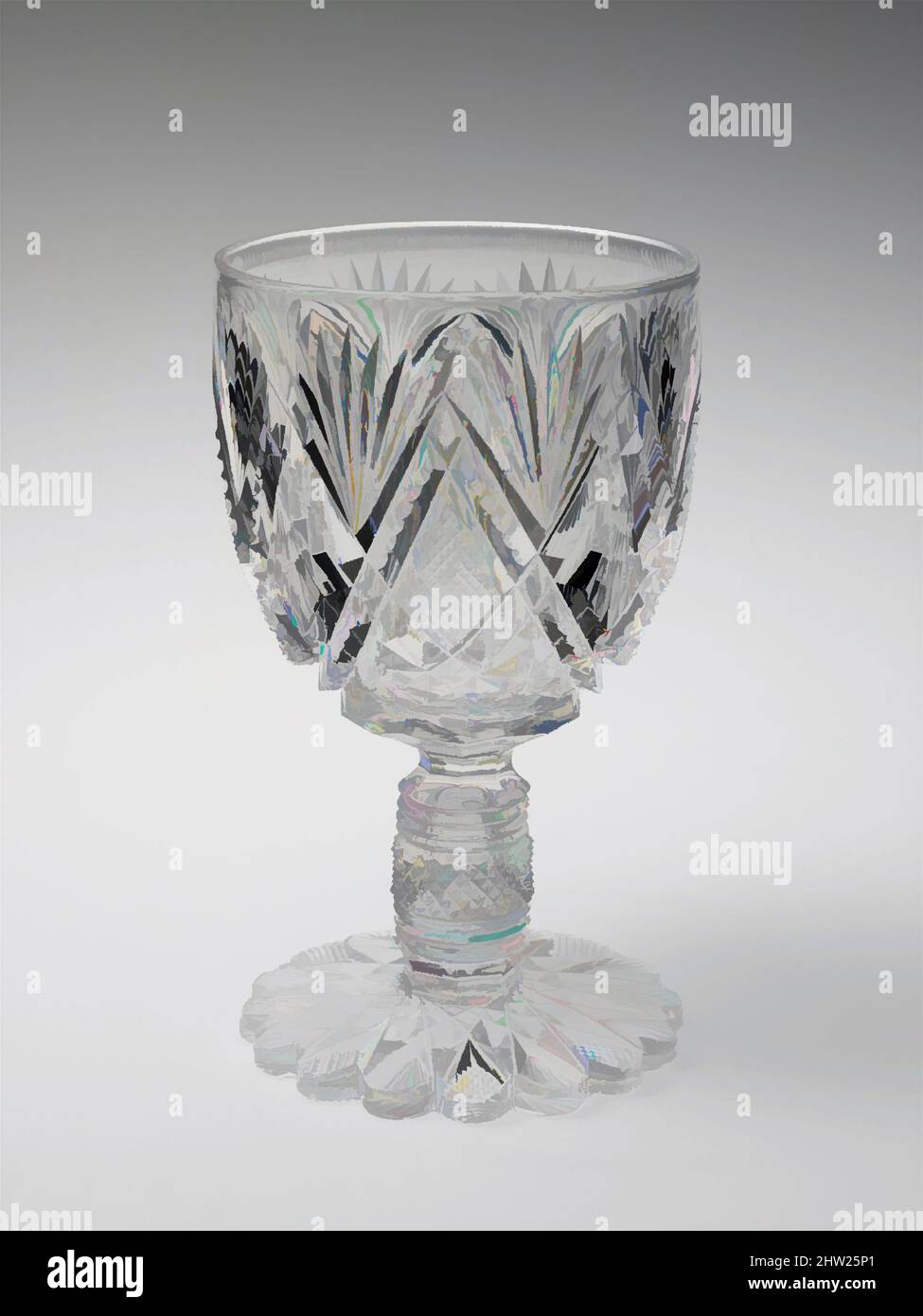 Art inspired by Goblet, ca. 1886, Made in White Mills, Pennsylvania, United States, American, Blown and cut glass, 5 1/2 in. (14 cm), Glass, C. Dorflinger and Sons (American, White Mills, Pennsylviania, 1881–1921), The glass factories founded by Alsatian émigré Christian Dorflinger, Classic works modernized by Artotop with a splash of modernity. Shapes, color and value, eye-catching visual impact on art. Emotions through freedom of artworks in a contemporary way. A timeless message pursuing a wildly creative new direction. Artists turning to the digital medium and creating the Artotop NFT Stock Photo