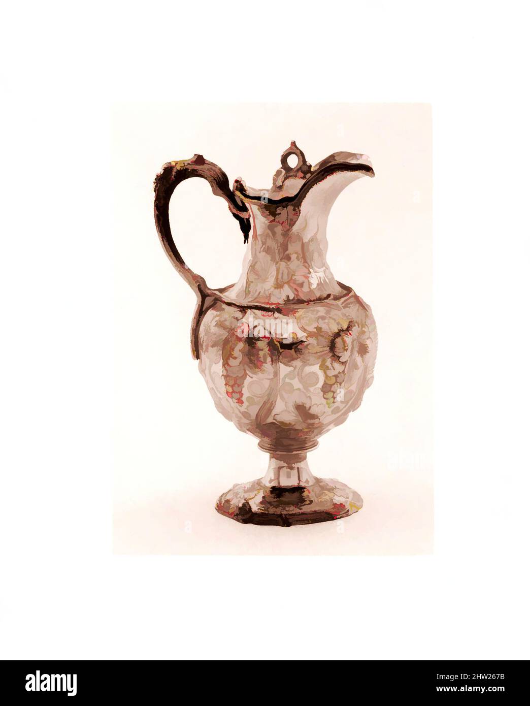 Art inspired by Milk Pot, 1850, Made in New York, New York, United States, American, Silver, 8 5/16 x 5 1/16 x 4 3/16 in. (21.1 x 12.8 x 10.6 cm); 15 oz. 16 dwt. (491.6 g), Silver, John C. Moore (ca. 1802–1874), In 1850, Marshall Lefferts, president of the New York and New England and, Classic works modernized by Artotop with a splash of modernity. Shapes, color and value, eye-catching visual impact on art. Emotions through freedom of artworks in a contemporary way. A timeless message pursuing a wildly creative new direction. Artists turning to the digital medium and creating the Artotop NFT Stock Photo