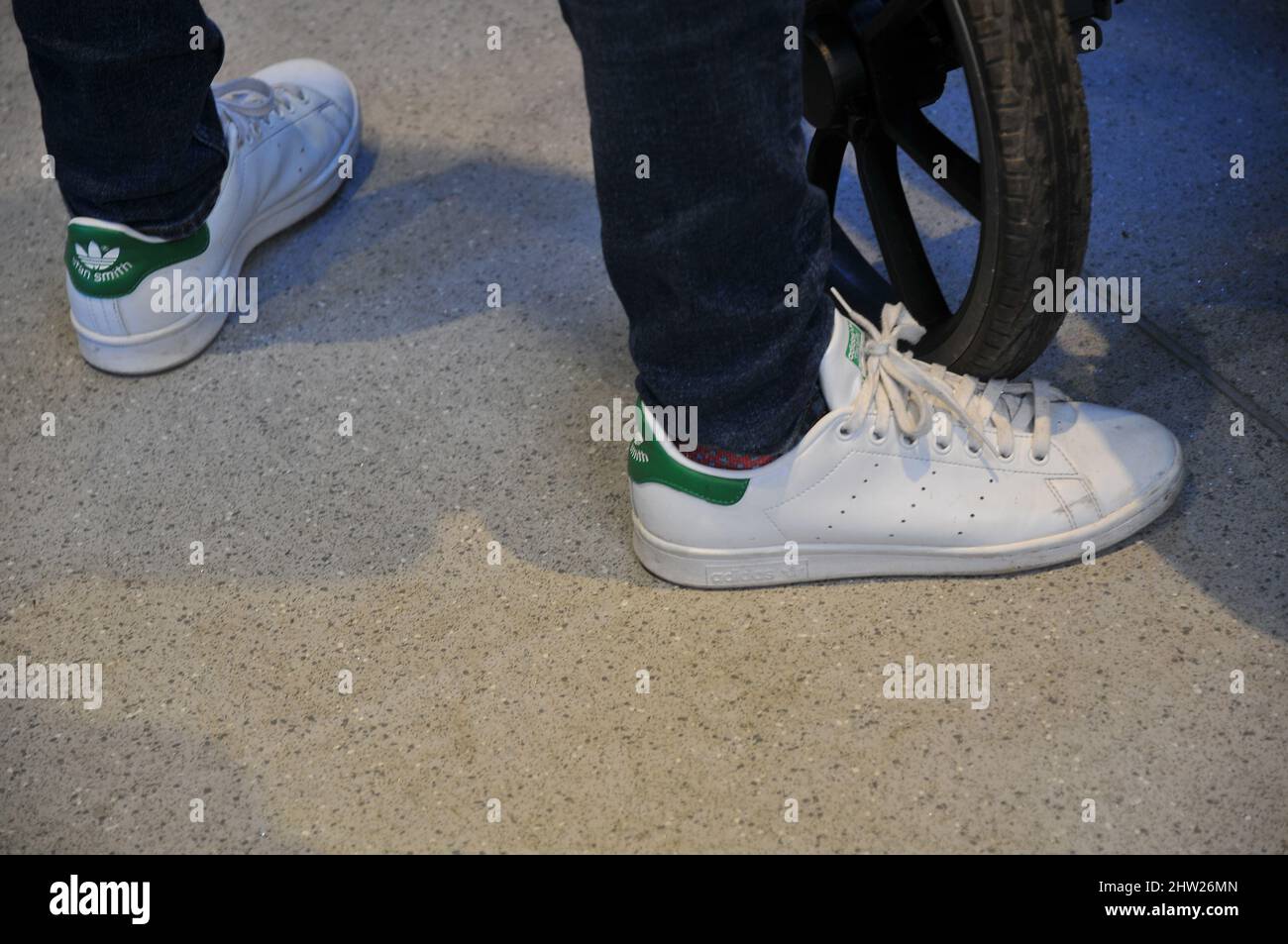 Copenhagen/Denmark./03 March 2022/Perosn wears German Adidas sneakers with  name stan smith Copenhagen Denmark.. (Photo..Francis Dean/Dean Pictures  Stock Photo - Alamy