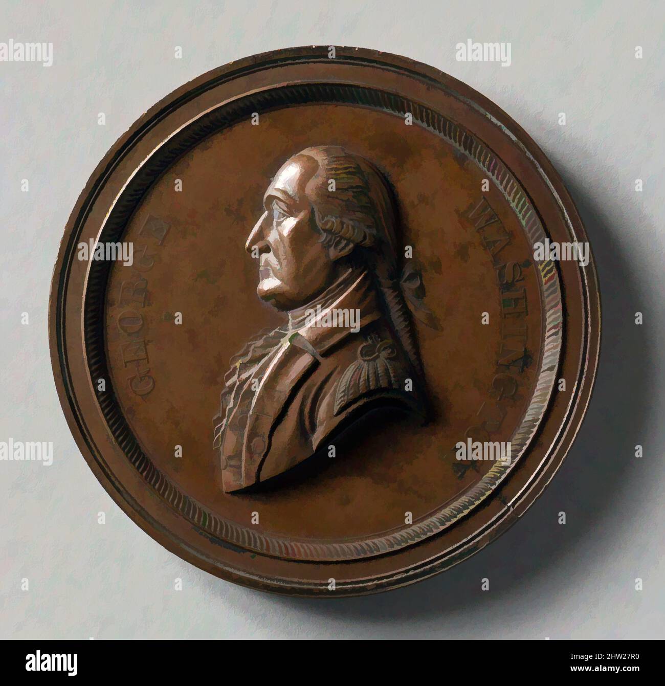 Art inspired by Medal, 1870–1900, Bronze, Diam. 2 5/16 in. (5.9 cm), Metal, John A. Bolen (1826–1906, Classic works modernized by Artotop with a splash of modernity. Shapes, color and value, eye-catching visual impact on art. Emotions through freedom of artworks in a contemporary way. A timeless message pursuing a wildly creative new direction. Artists turning to the digital medium and creating the Artotop NFT Stock Photo