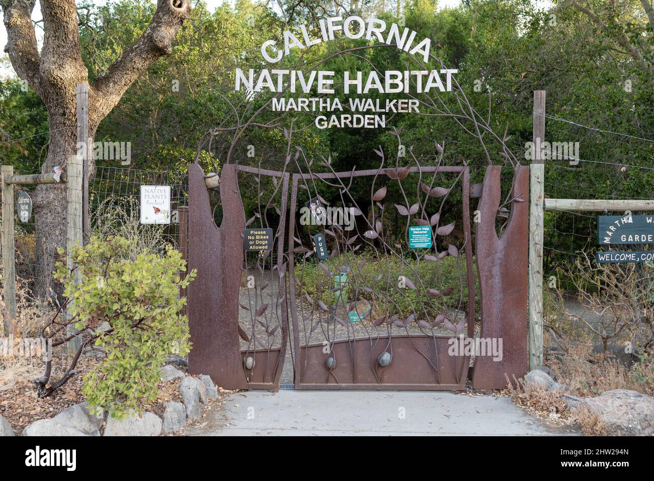 Napa, CA, USA, September 19, 2021. Entrance gate to the Martha Walker