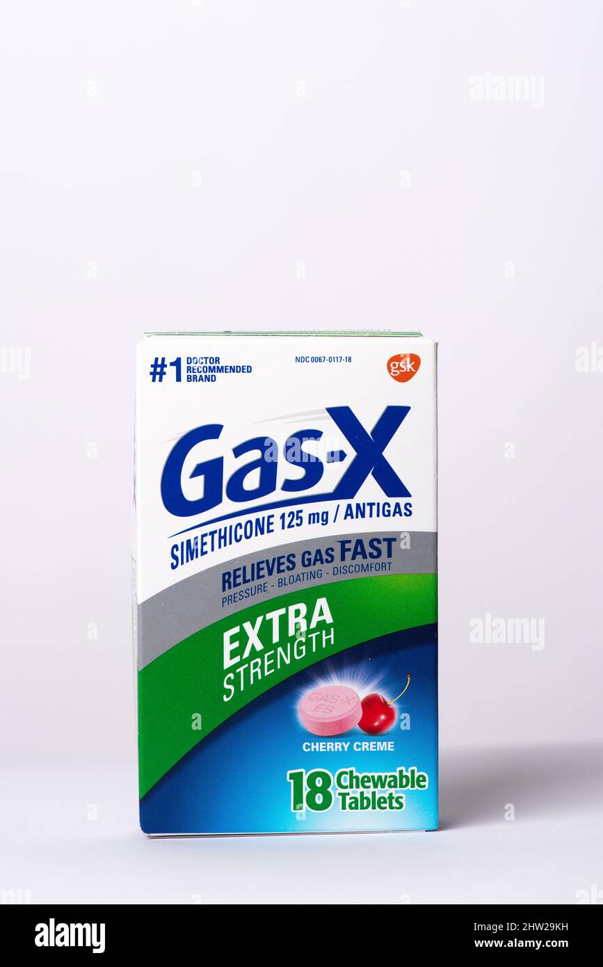 Davis, CA, 17 January, 2022.. Box of GasX against white background