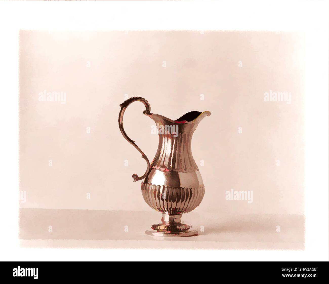 Art inspired by Creamer, ca. 1850, Made in Baltimore, Maryland, United States, American, Silver, Overall: 6 7/8 x 5 3/16 in. (17.5 x 13.2 cm); 10 oz. 14 dwt. (332.9 g), Silver, Samuel Kirk and Son (1846–68, Classic works modernized by Artotop with a splash of modernity. Shapes, color and value, eye-catching visual impact on art. Emotions through freedom of artworks in a contemporary way. A timeless message pursuing a wildly creative new direction. Artists turning to the digital medium and creating the Artotop NFT Stock Photo