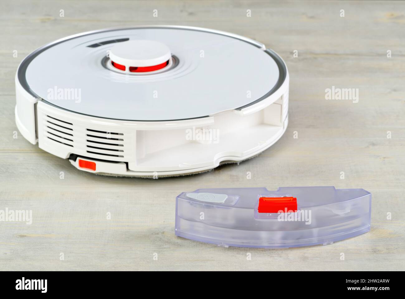 robot vacuum cleaner water tank removed. Smart cleaning and washing