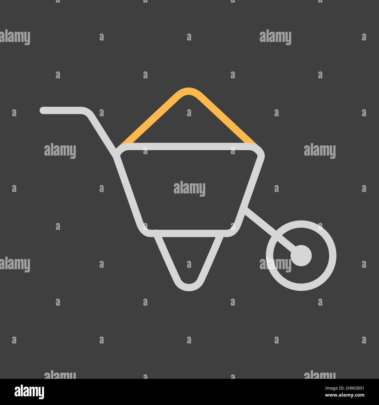 Garden wheelbarrow vector isolated icon. Graph symbol for agriculture ...