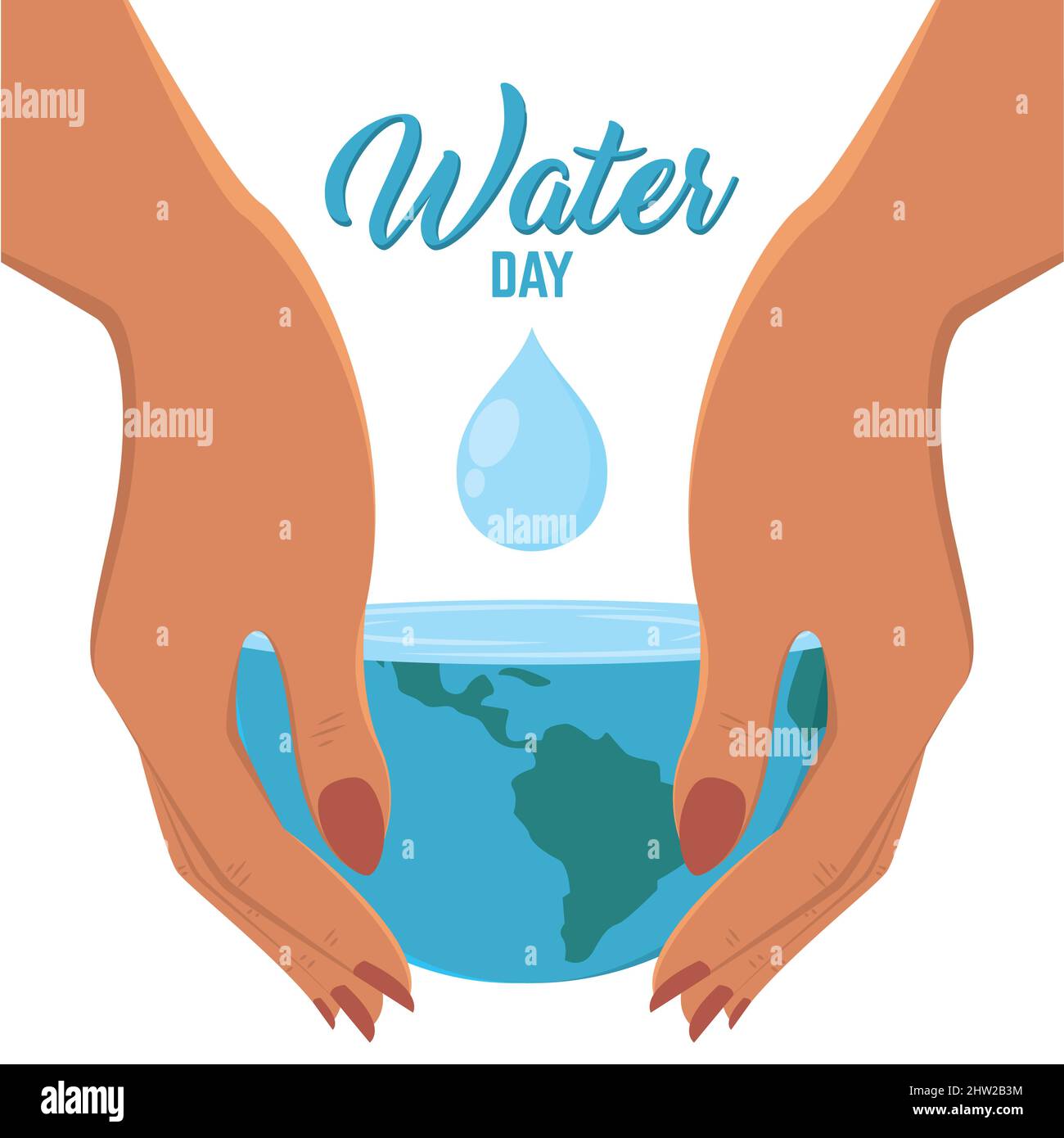 Water day poster hands holding earth globe with water Vector ...