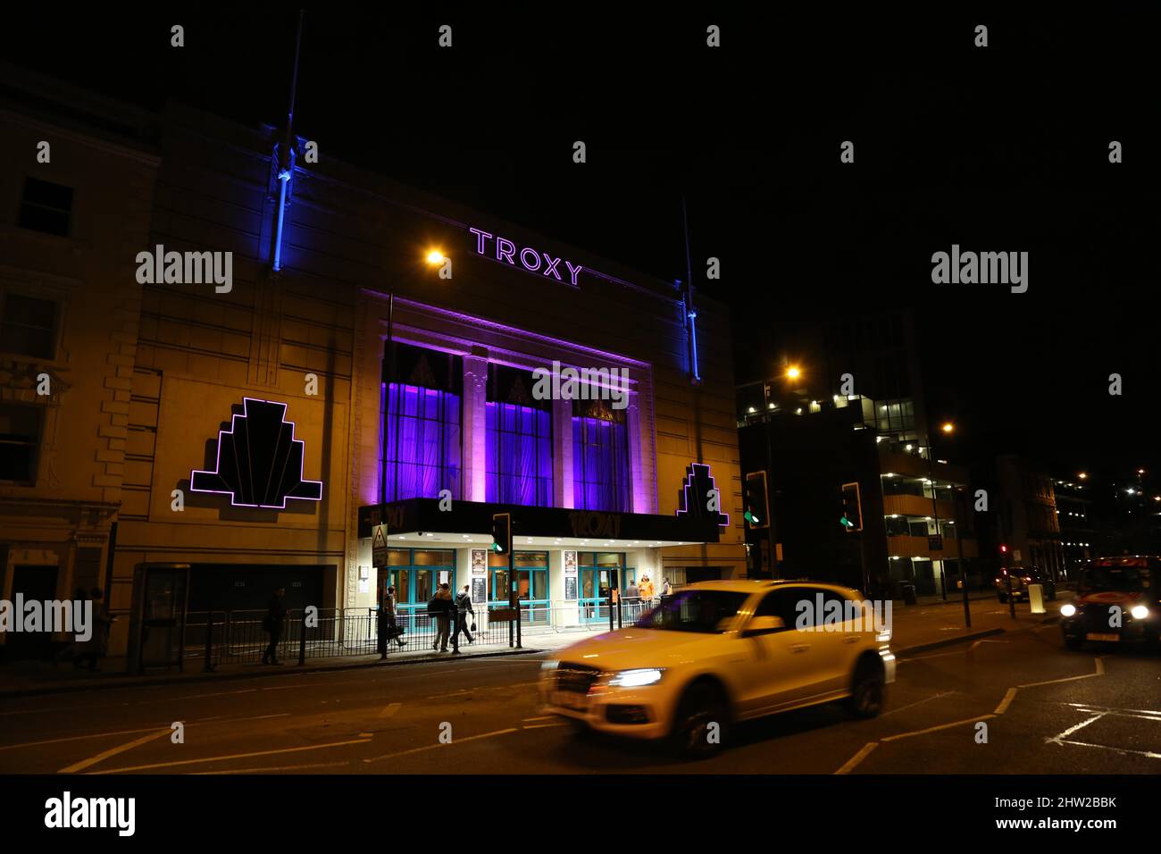 The TROXY - 1930s art deco venue, former cinema, Troxy, Commercial Road, Stepney, East London. Stock Photo