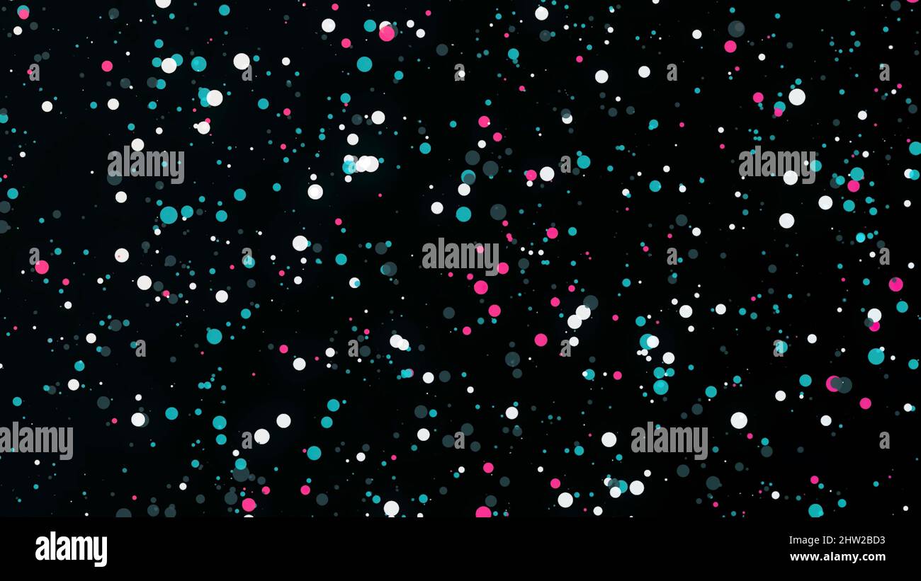 Background of colored dots moving on black background. Animation. Lot ...
