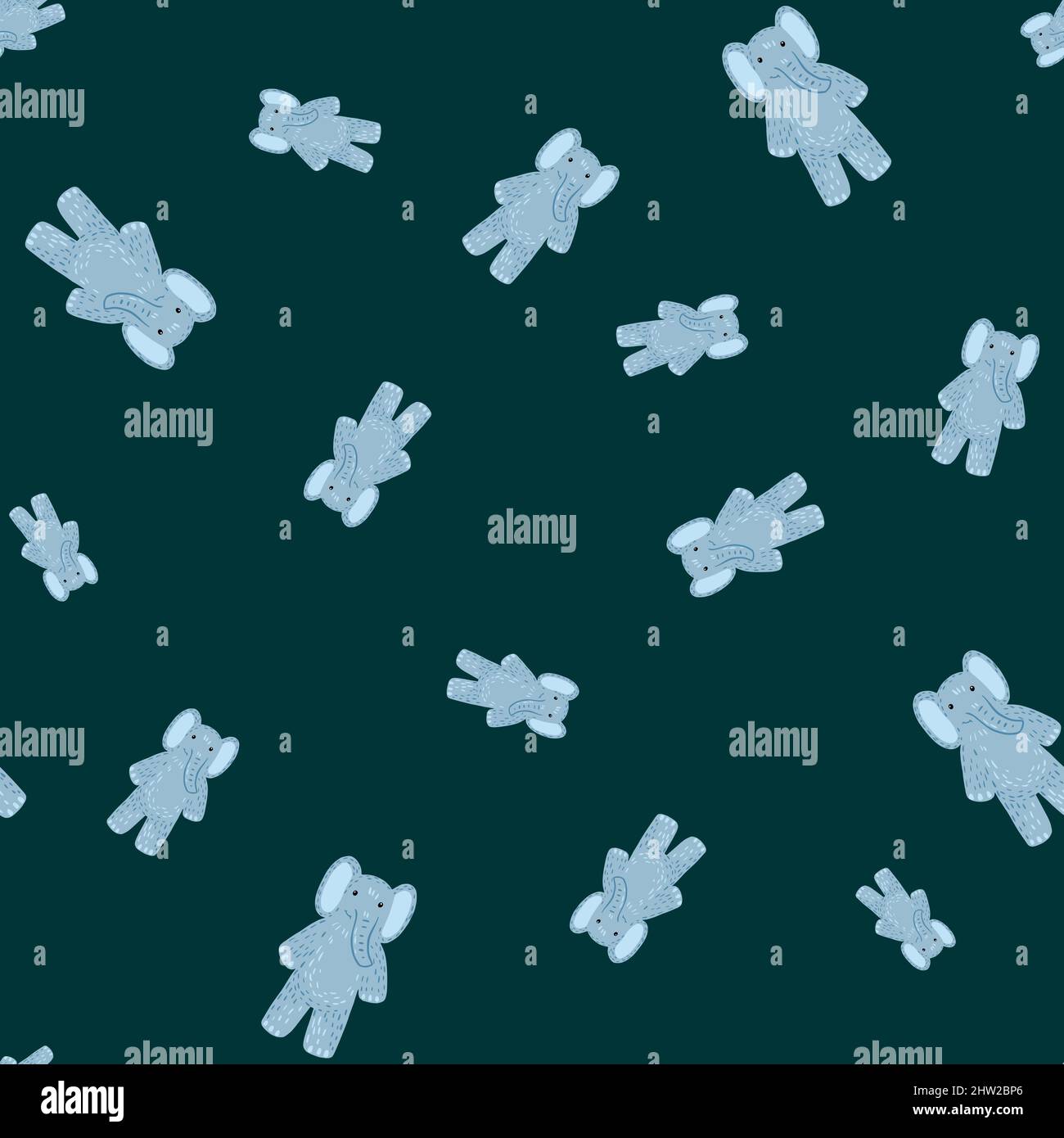 Cute elephant toy seamless pattern. Funny child playthings in doodle ...