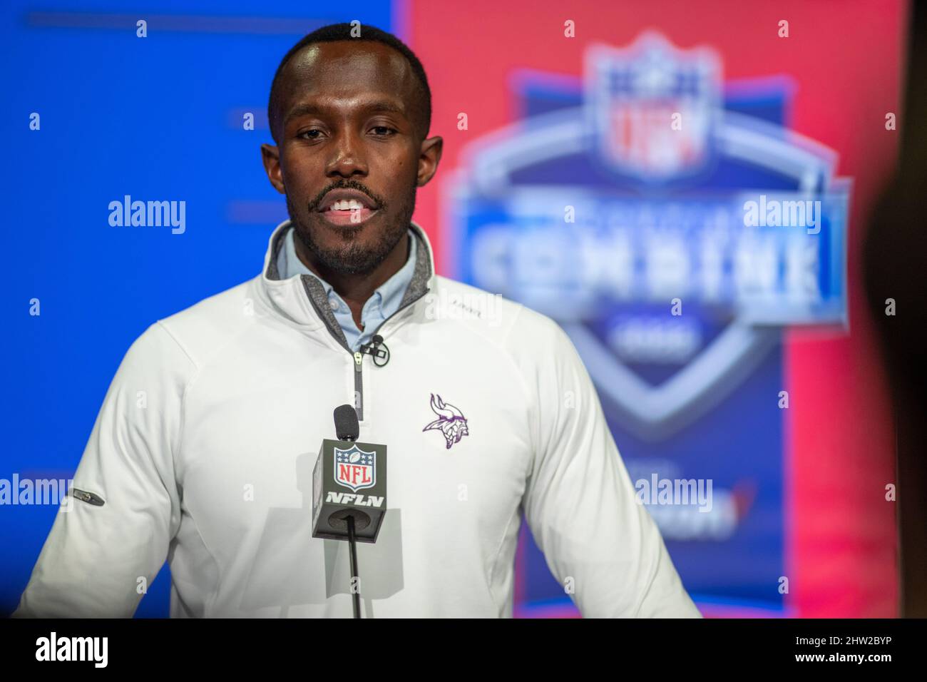 Minnesota Vikings general manager Kwesi Adofo-Mensah takes questions ...