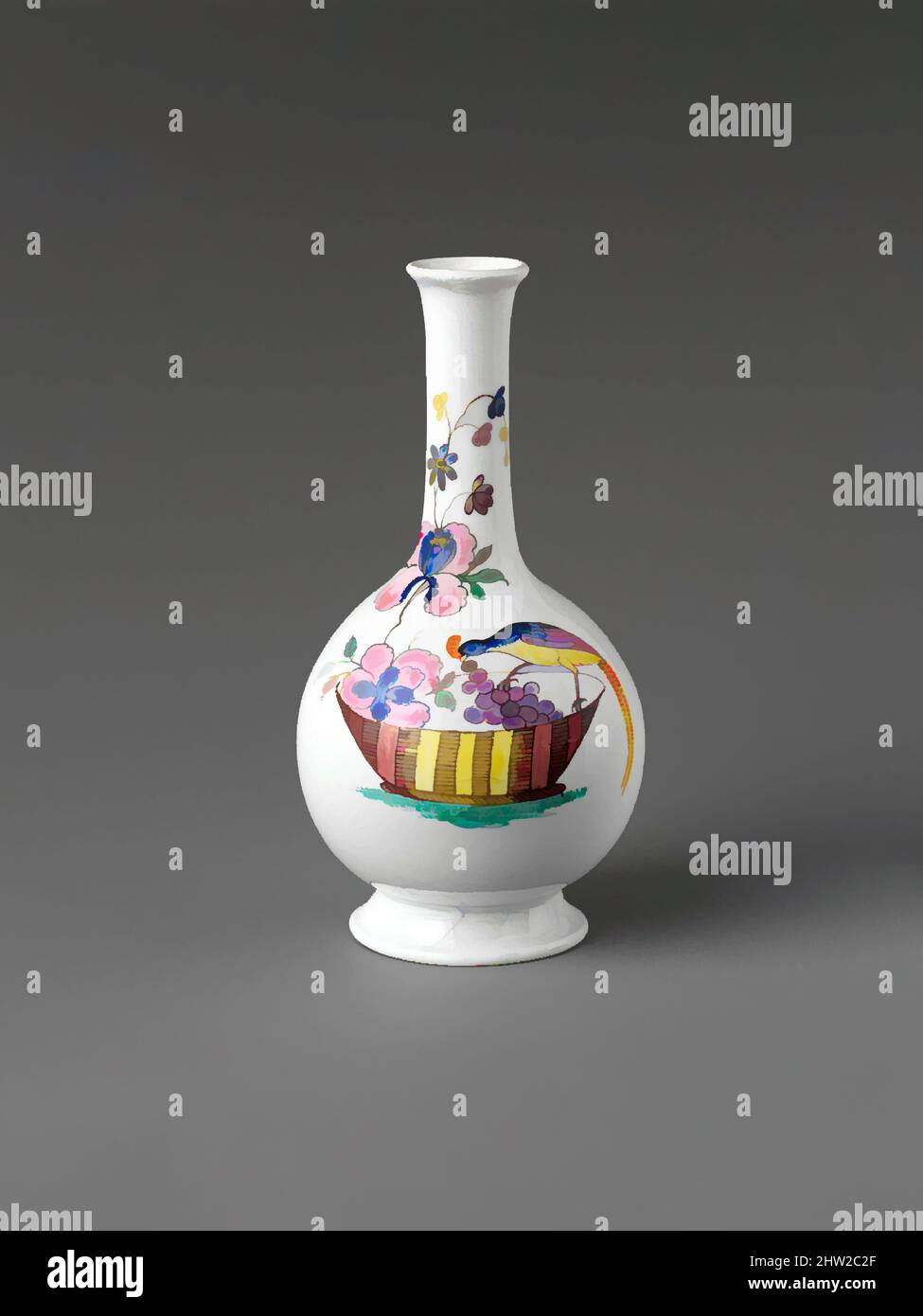 Art inspired by Bottle, 18th century, Probably made in Bristol, Bristol, England, British, Painted glass, H. 5 in. (12.7 cm), Glass, Classic works modernized by Artotop with a splash of modernity. Shapes, color and value, eye-catching visual impact on art. Emotions through freedom of artworks in a contemporary way. A timeless message pursuing a wildly creative new direction. Artists turning to the digital medium and creating the Artotop NFT Stock Photo