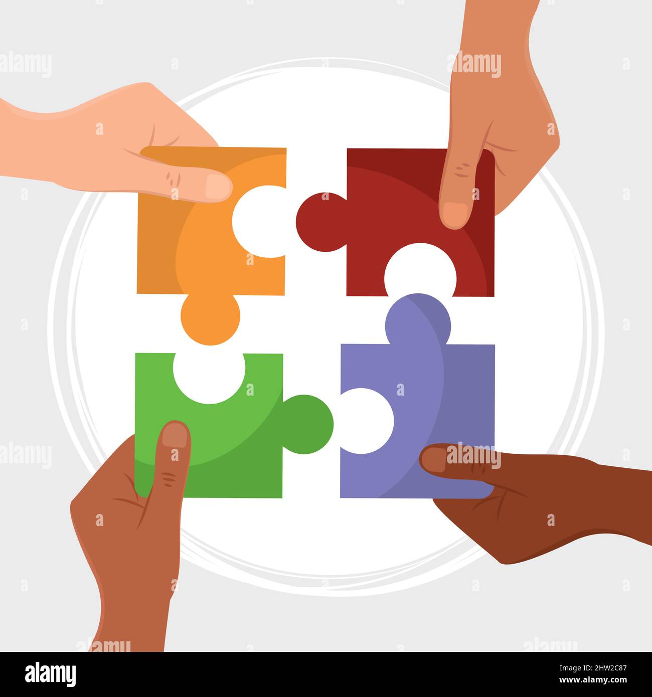 Group of hands holding pieces of a puzzle Business teamwork concept ...