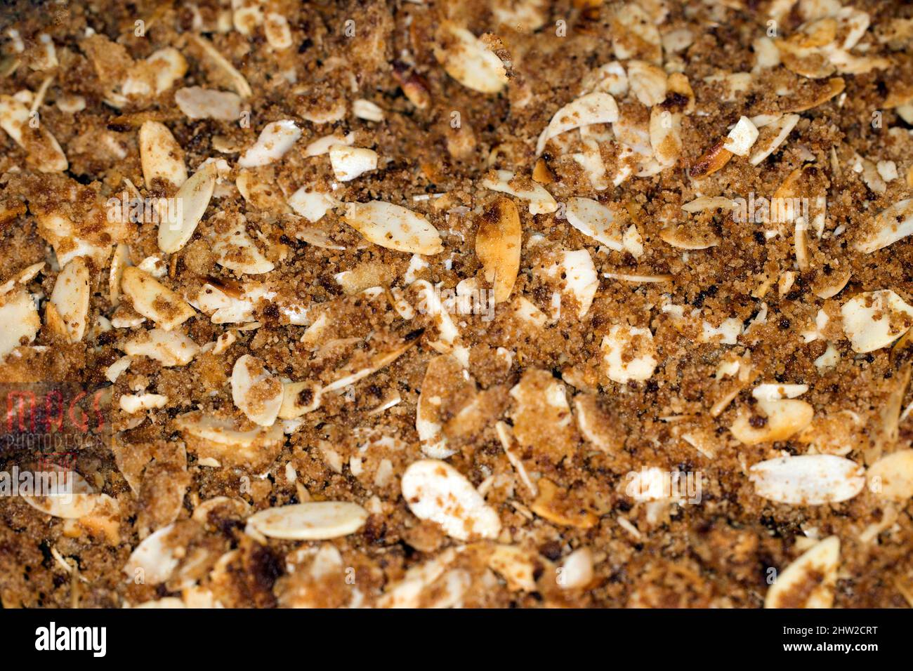 Butter crumbs with almonds Stock Photo