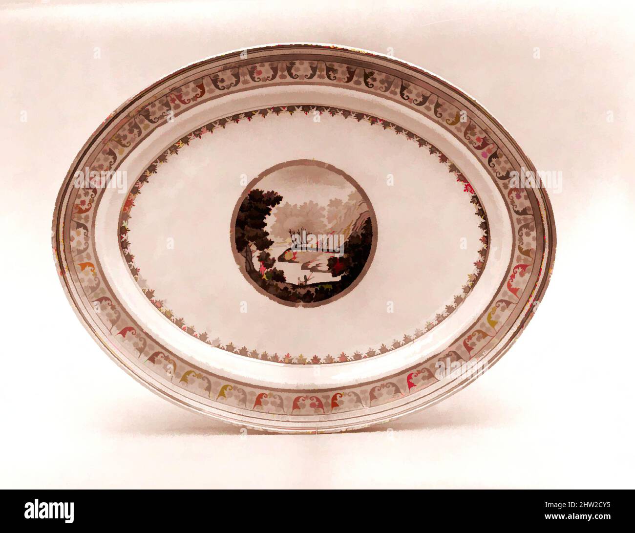 Art inspired by Platter, 1800–1830, Made in China, Chinese, Porcelain, 10 1/8 x 13 1/16 in. (25.7 x 33.2 cm), Ceramics, Classic works modernized by Artotop with a splash of modernity. Shapes, color and value, eye-catching visual impact on art. Emotions through freedom of artworks in a contemporary way. A timeless message pursuing a wildly creative new direction. Artists turning to the digital medium and creating the Artotop NFT Stock Photo