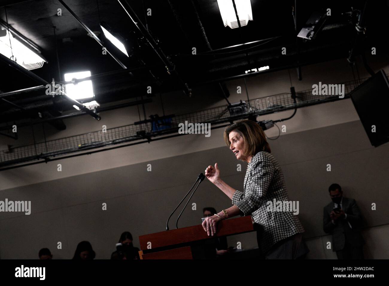 U.S. House Speaker Nancy Pelosi (D-CA) speaks at her weekly press conference on Capitol Hill in Washington on March 3, 2022. Photo by Yuri Gripas/ABACAPRESS.COM Stock Photo