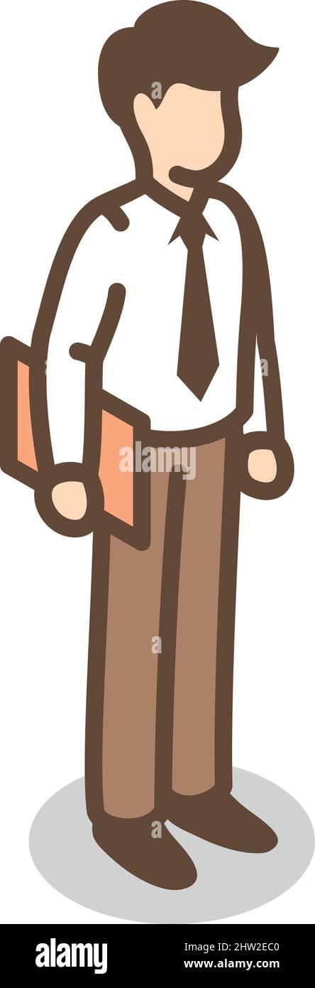 Office worker isometric icon. Man with document folder Stock Vector