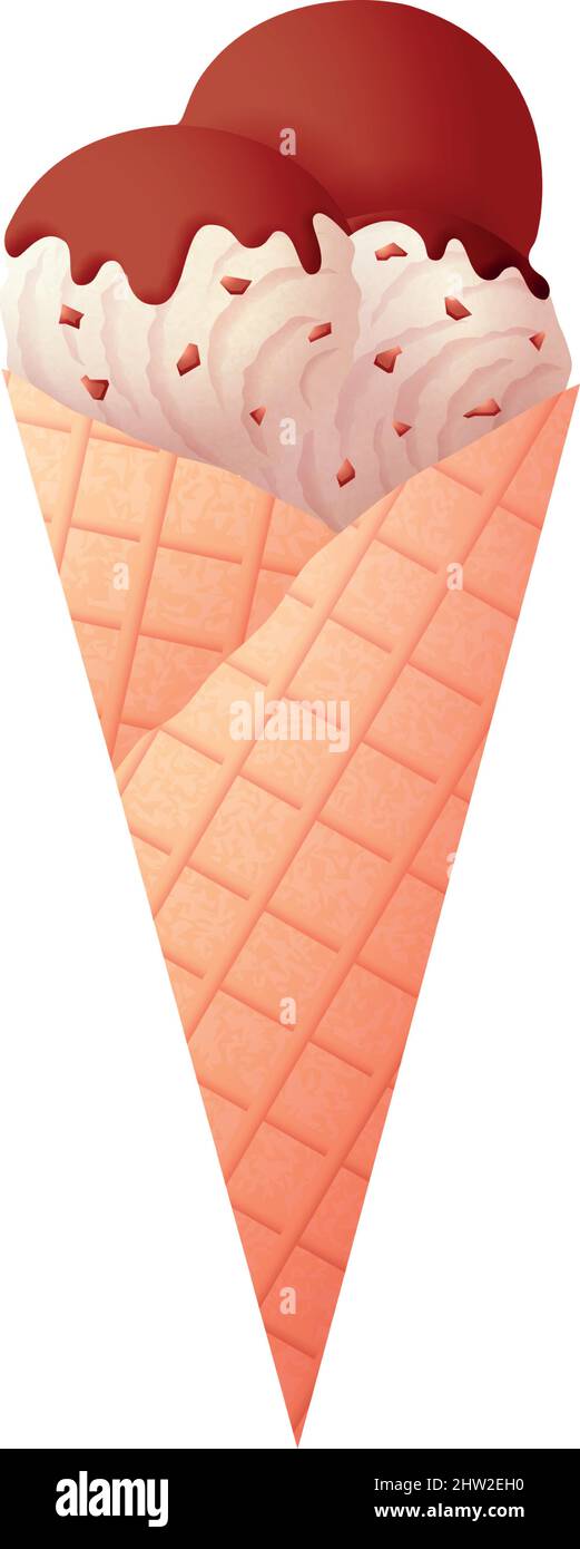Ice cream scoop in waffle cone. Sweet summer symbol Stock Vector Image ...