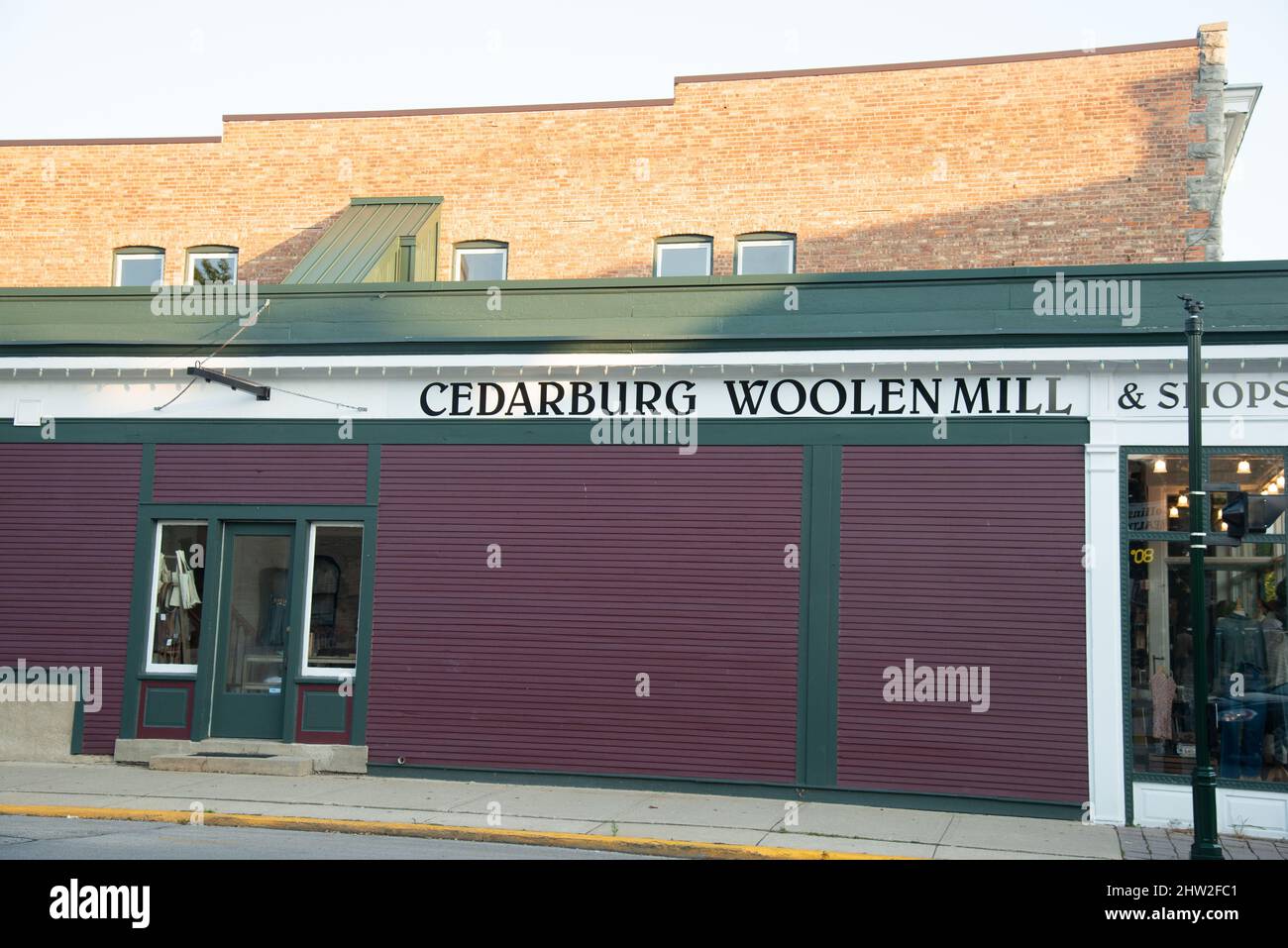 Streets and stores of Cedarburg, Wisconsin, USA. Cedarburg is a city in